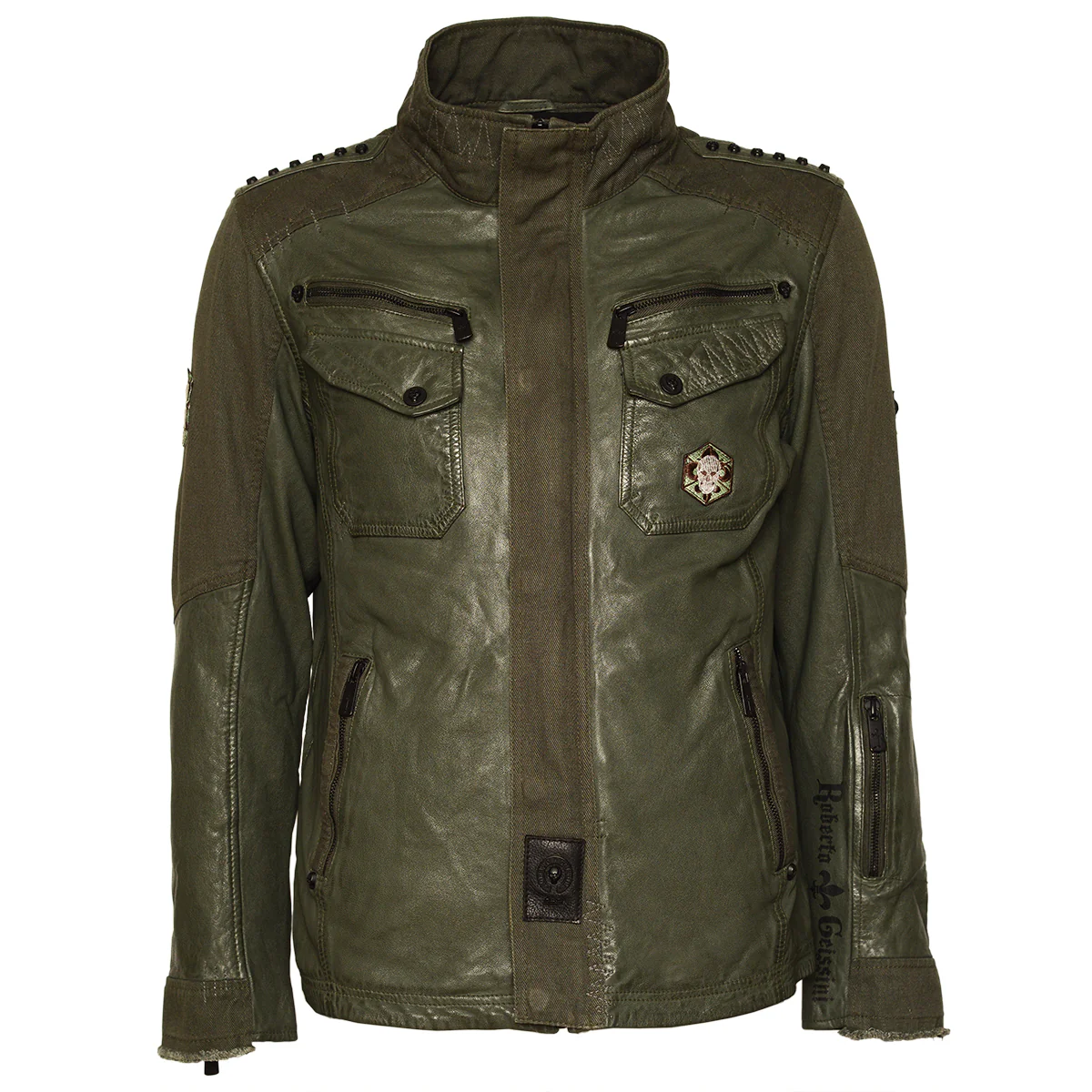 Sharok Lederjacke Khaki