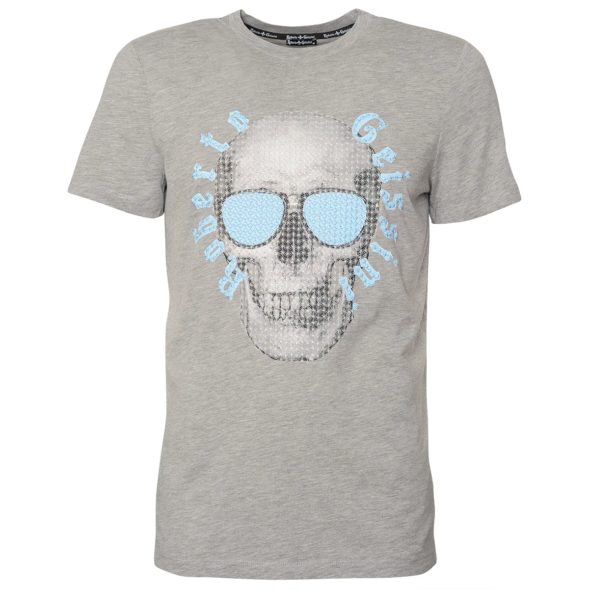 Stitched Skull T-Shirt Grau Blau