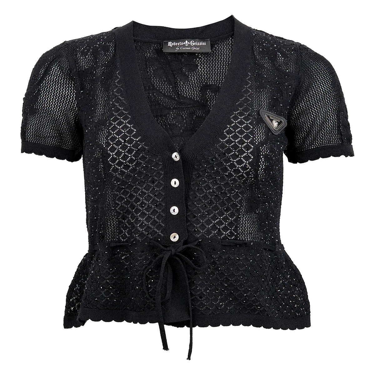 Lady Strick Kurzarm Pulli Schwarz