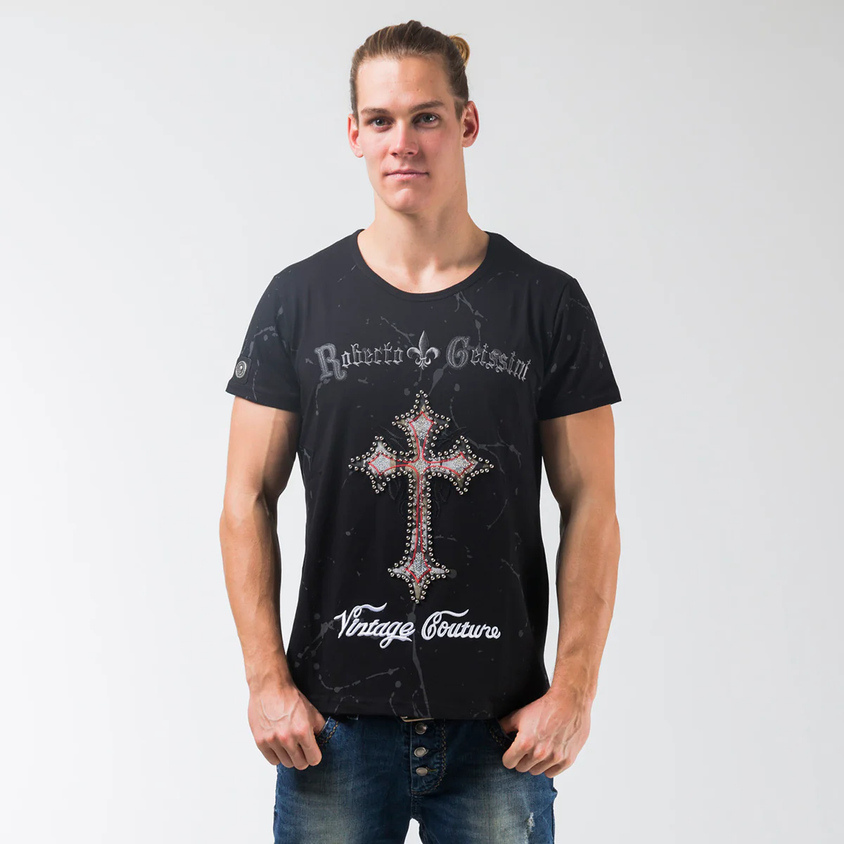 Cross Vintage T-Shirt Schwarz